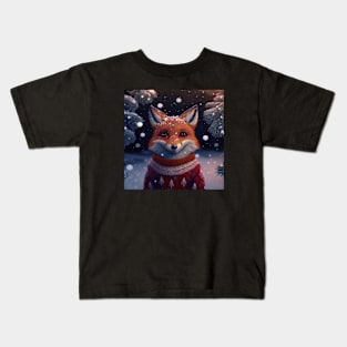 Cute Christmas Fox Kids T-Shirt